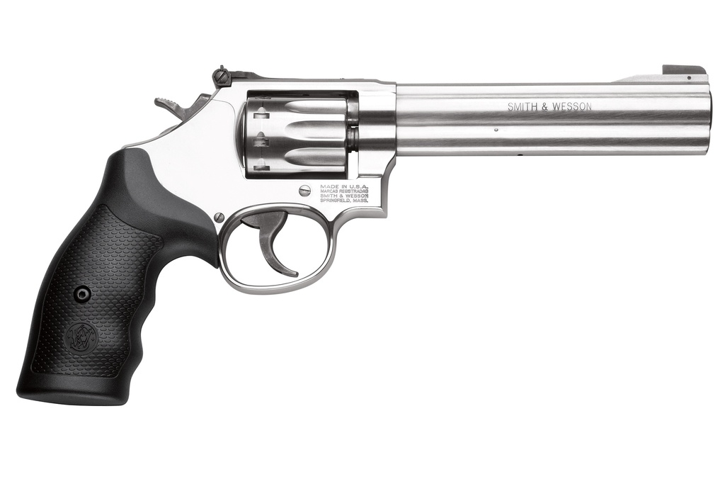 SMITH & WESSON 160578 MODEL 617 *CA COMPLIANT 22 LR STAINLESS STEEL 6" BARREL & 10 SHOT CYLINDER, SATIN STAINLESS STEEL K-FRAME, BLACK POLYMER GRIP,INTERNAL LOCK