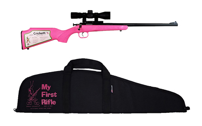 CRICKETT KSA2220BSC YOUTH PACKAGE YOUTH 22 LR 1RD 16.12" BLUED SINGLE SHOT BARREL, BLUED STAINLESS STEEL RECEIVER, PINK FIXED SYNTHETIC STOCK, RIGHT HAND