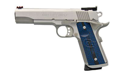 COLT MFG O5072XE GOLD CUP TROPHY 9MM LUGER 9+1 5" STEEL BARREL,  STAINLESS STEEL SERRATED SLIDE & FRAME W/BEAVERTAIL, COMPETITION BLUE G10 GRIPS, AMBIDEXTROUS