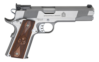 SPRINGFIELD ARMORY PI9132LCA 1911 LOADED TARGET *CA COMPLAINT 45 ACP 7+1, 5" STAINLESS MATCH GRADE STAINLESS BARREL, SERRATED SLIDE & STEEL FRAME W/BEAVERTAIL, CROSSED CANNON COCOBOLO GRIP