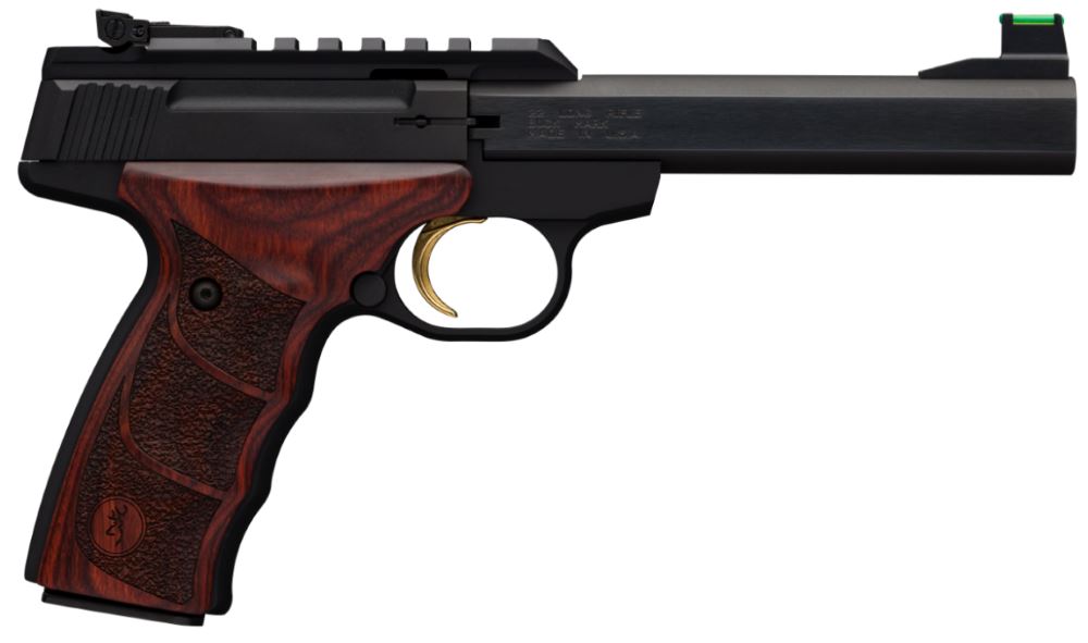 BROWNING 051533490 BUCK MARK PLUS 22 LR 10+1 5.50" SLAB SIDE BARREL MATTE BLACK SERRATED STEEL/OPTIC READY SLIDE & ALUMINUM FRAME ROSEWOOD FINGER GROOVED ULTRAGRIP DX GRIP