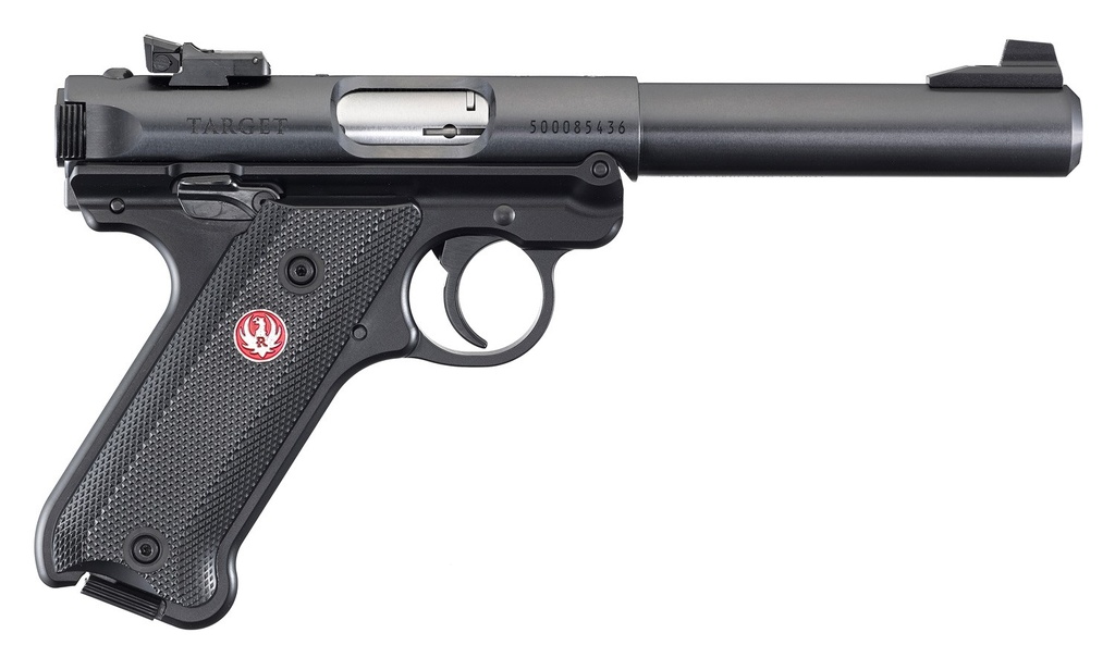 RUGER 40101 MARK IV TARGET 22 LR 10+1 5.50" BLUED BULL BARREL BLUED. BLUED ALUMINUM FRAME, DRILLED & TAPPED RECEIVER, BLACK CHECKERED POLYMER GRIP, RIGHT HAND