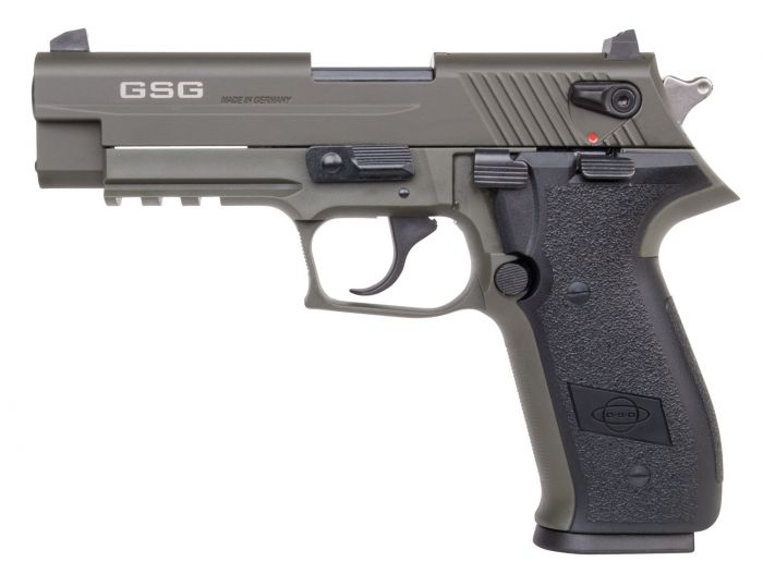 GSG GERG2210FFG FIREFLY  22 LR 10+1 4" GREEN STEEL BARREL, SERRATED SLIDE, ZINC ALLOY W/ACCESSORY RAIL FRAME, BLACK POLYMER GRIP