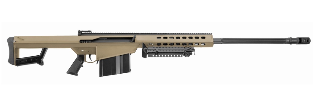 BARRETT 14031 M82A1  50 BMG 10+1 29" FLUTED BARREL,  FLAT DARK EARTH CERAKOTE STEEL RECEIVER, M1913 PICATINNY ACC. RAIL, FDE SYNTHETIC STOCK W/SORBOTHANE RECOIL PAD, INCLUDES HARD CARRY CASE