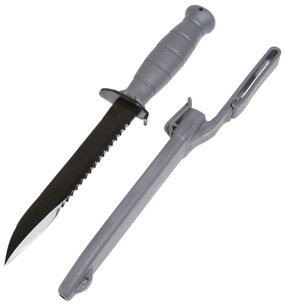 GLOCK KG039180 FIELD  7" FIXED CLIP POINT PLAIN/SAW BLACK HIGH CARBON STEEL BLADE/ GRAY TEXTURED TRIMOND POLYMER HANDLE CLAMSHELL PACKAGING