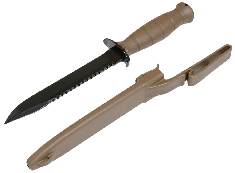 GLOCK KDO39179 FIELD  7" FIXED CLIP POINT PLAIN/SAW BLACK HIGH CARBON STEEL BLADE/FDE TEXTURED TRIMOND POLYMER HANDLE CLAMSHELL PACKAGING