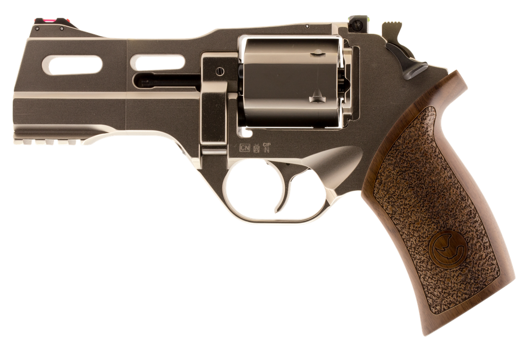 CHIAPPA FIREARMS 340222 RHINO 40DS SMALL FRAME 357 MAG 6 SHOT, 4" NICKEL-PLATED STEEL VENT RIB BARREL & CYLINDER, NICKEL-PLATED ALUMINUM FRAME, WALNUT GRIP, CONCEALED HAMMER