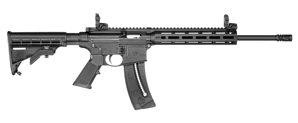 SMITH & WESSON 10208 M&P15-22 SPORT 22 LR CALIBER WITH 25+1 CAPACITY, 16.50" BARREL, MATTE BLACK METAL FINISH & 6 POSITION CAR BLACK SYNTHETIC STOCK RIGHT HAND