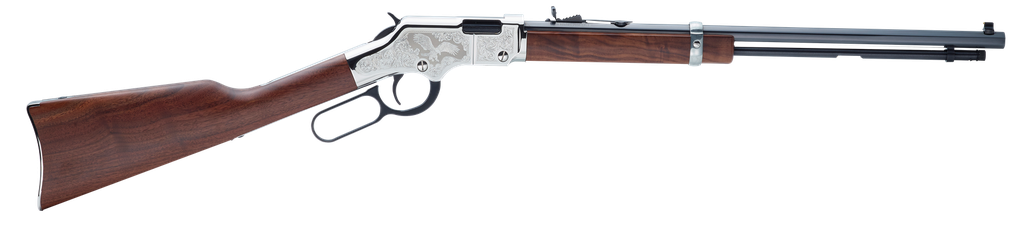 HENRY H004SE2 GOLDEN BOY SILVER EAGLE 2ND EDITION LEVER ACTION 22 SHORT,LONG,LR 16 LR/21 SHORT 20" OCTAGON BARREL NICKEL PLATED AMERICAN WALNUT RIGHT HAND