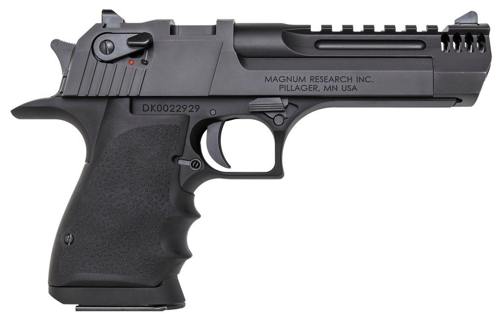 MAGNUM RESEARCH DE357L5IMB DESERT EAGLE L5 357 MAG 5" WITH MUZZLE BRAKE 9+1 BLACK HARDCOAT ANODIZED ALUMINUM FRAME BLACK CARBON STEEL SLIDE BLACK HOGUE WRAPAROUND RUBBER GRIP