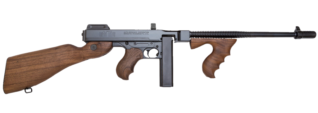 THOMPSON T114 1927A-1 DELUXE 45 ACP CALIBER WITH 16.50" BARREL, 20+1 CAPACITY (STICK), BLUED METAL FINISH, AMERICAN WALNUT STOCK WOOD GRIP FIXED COMPENSATOR RIGHT HAND