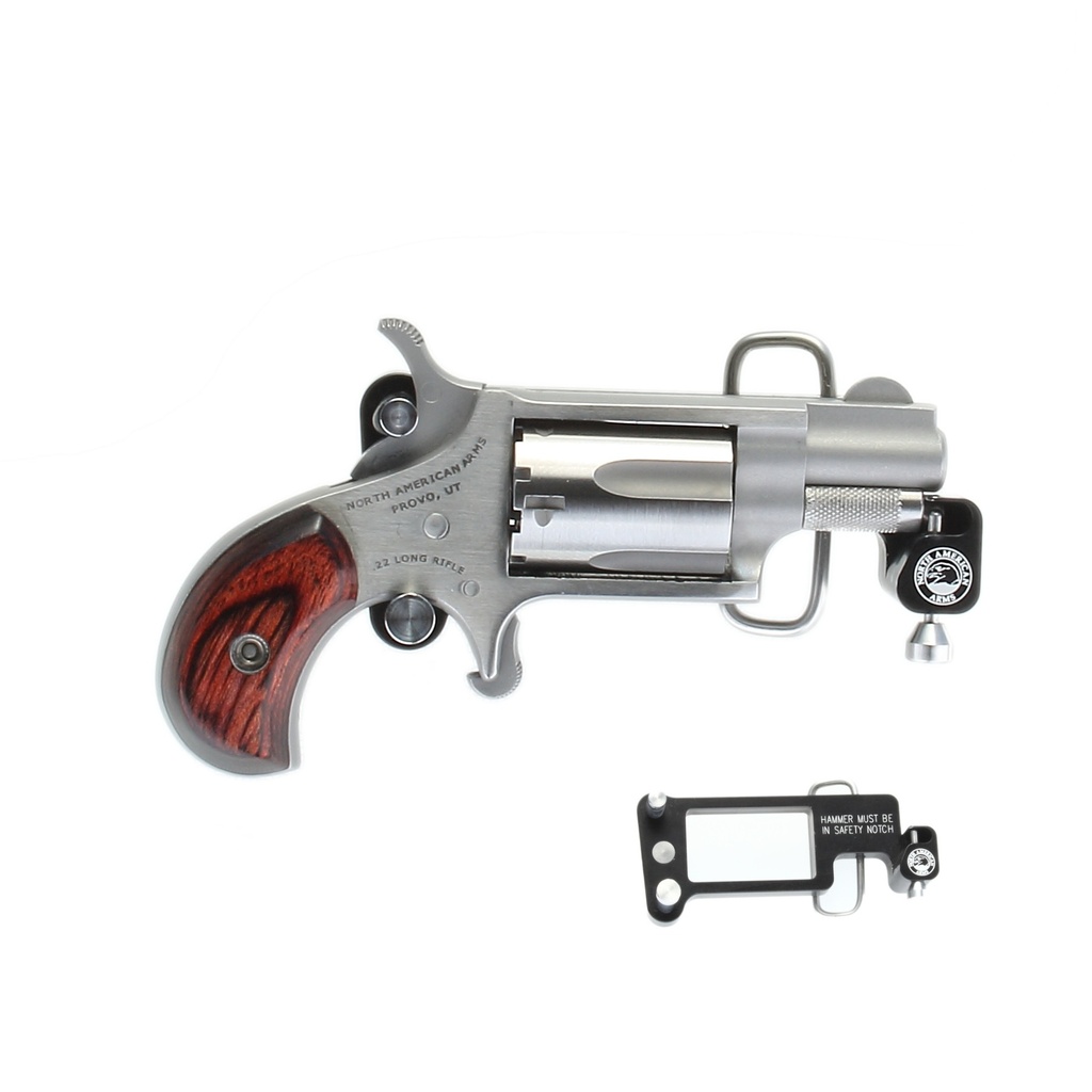 NAA MINI-REVOLVR 22WMR 1-1/8" S/S MATTE WOOD W/BELT BUCKLE