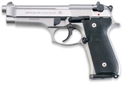 BERETTA 92FS 9MM 4.9" 15RD INOX BLACK RUBBER GRIPS USA