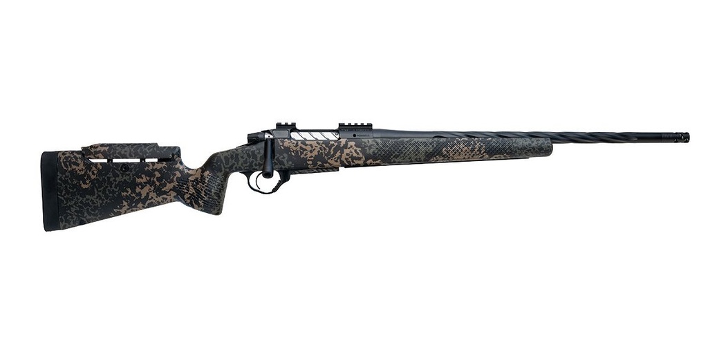 SEEKINS PRECISION 0011710455-F HAVAK PH3 375 H&H 24" BLACK FLUTED THREADED BARREL, BLACK PICATINNY RAIL STEEL RECEIVER, ADJ CHEEK RISER WOODLAND SHADOW SYNTHETIC STOCK