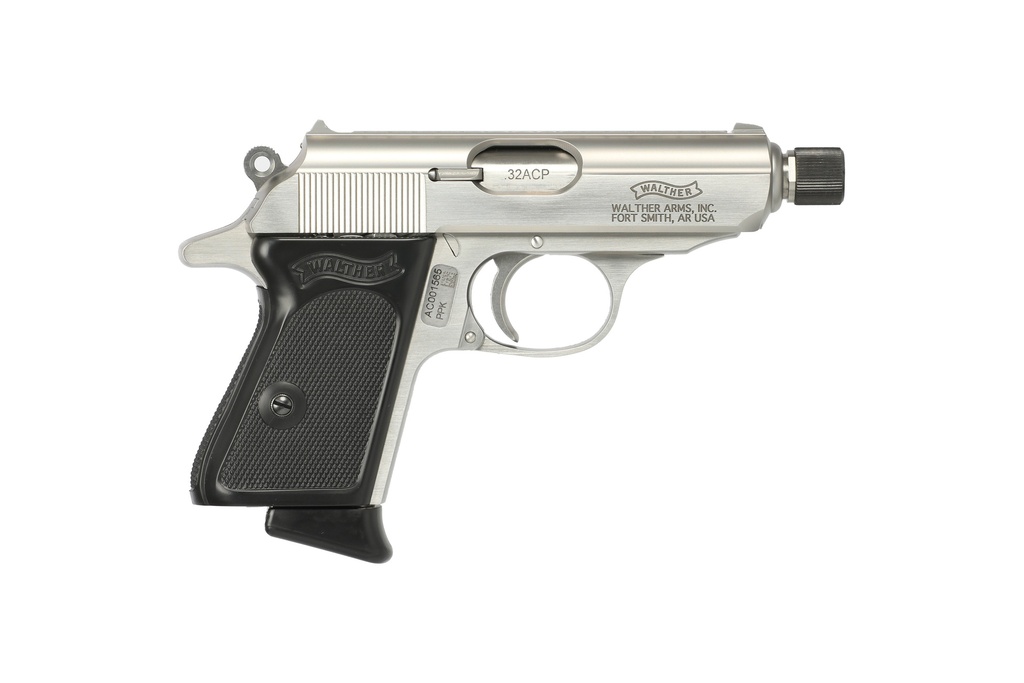 WALTHER PPK SD 32ACP STAINLESS FS 7RD BLACK SYNTHETIC GRIPS!