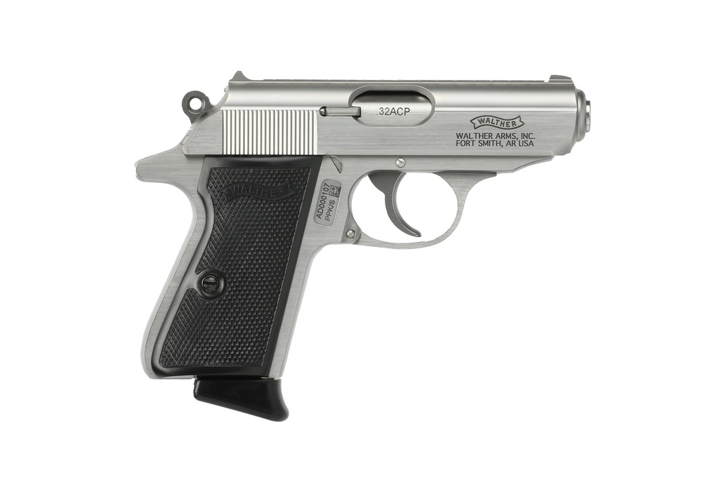WALTHER PPK/S 32ACP SS FS 7-RD. BLACK SYNTHETIC GRIPS!
