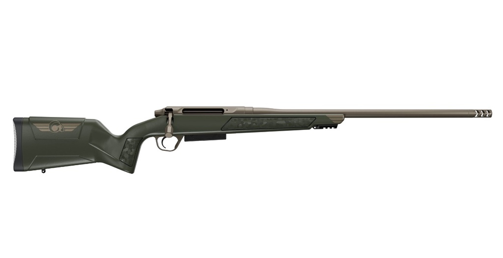 CHRISTENSEN ARMS 8011500100 EVOKE  FULL SIZE 243 WIN 4+1 20" BURNT BRONZE CERAKOTE #4 CONTOUR THREADED BARREL, GRAY W/BRONZE LOGO HYBRID HUNTER W/PICATINNY RAIL SYNTHETIC STOCK