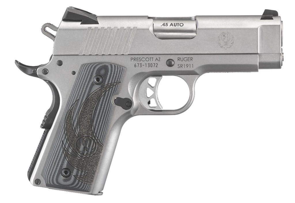 RUGER SR1911 45ACP FS 7-SHOT OFFICER STAINLESS G10 GRIPS