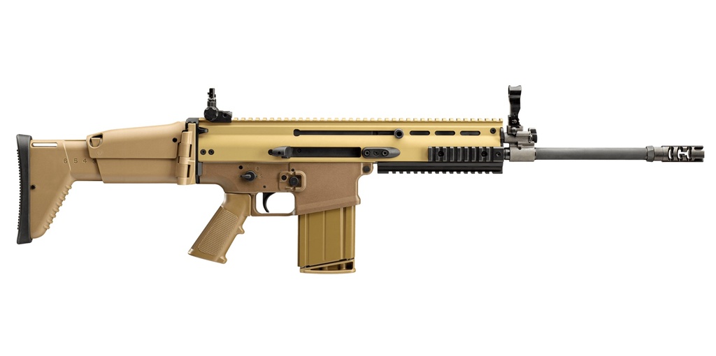 FN 986412 SCAR 17S NRCH 7.62X51MM NATO 16.25" BARREL 10+1,  FLAT DARK EARTH ANODIZED RECEIVER,  FLAT DARK EARTH TELESCOPING SIDE-FOLDING STOCK WITH ADJUSTABLE CHEEKPIECE, OPTICS READY