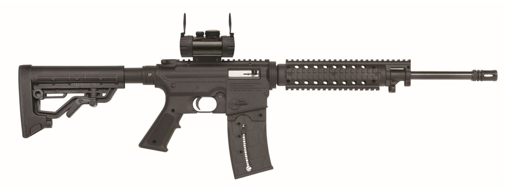 MOSSBERG 37234 715 TACTICAL FULL SIZE 22 LR 25+1 16.25" BLUED STEEL BARREL, BLACK PICATINNY RAIL RECEIVER, BLACK A2 ADJUSTABLE SYNTHETIC STOCK, BLACK POLYMER GRIP, RED DOT 30MM, RIGHT HAND