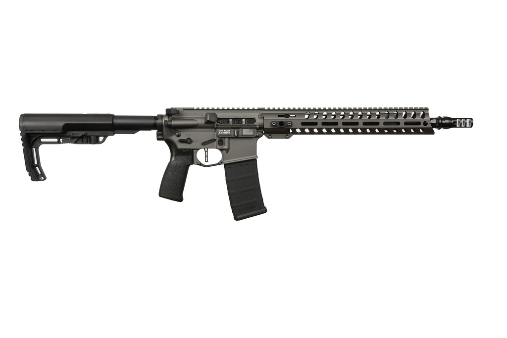 PATRIOT ORDNANCE FACTORY 02046 MINUTEMAN  5.56X45MM 30+1 13.75" BLACK STEEL THREADED BARREL, TUNGSTEN CERAKOTE RECEIVER, 13" RENEGADE RAIL HANDGUARD