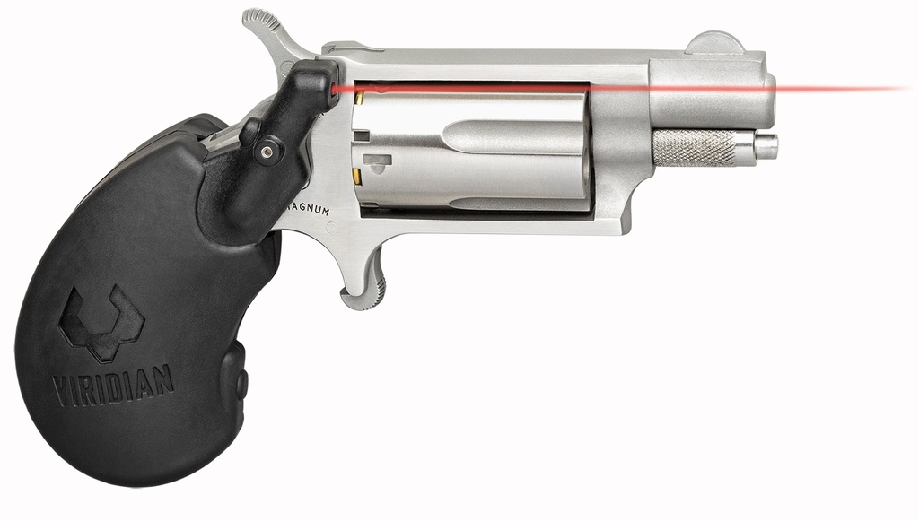 NORTH AMERICAN ARMS 22MSVL MINI-REVOLVER W/LASER 22 WMR 5RD SHOT 1.13" STAINLESS STEEL BARREL, FRAME & CYLINDER, BLACK POLYMER GRIP, VIRIDIAN E-SERIES RED LASER, EXPOSED HAMMER