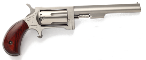 NORTH AMERICAN ARMS SW4 SIDEWINDER *CA COMPLIANT 22 WMR 5 SHOT 4" STAINLESS STEEL BARREL, FRAME & CYLINDER, ROSEWOOD BIRDSHEAD GRIP, EXPOSED HAMMER