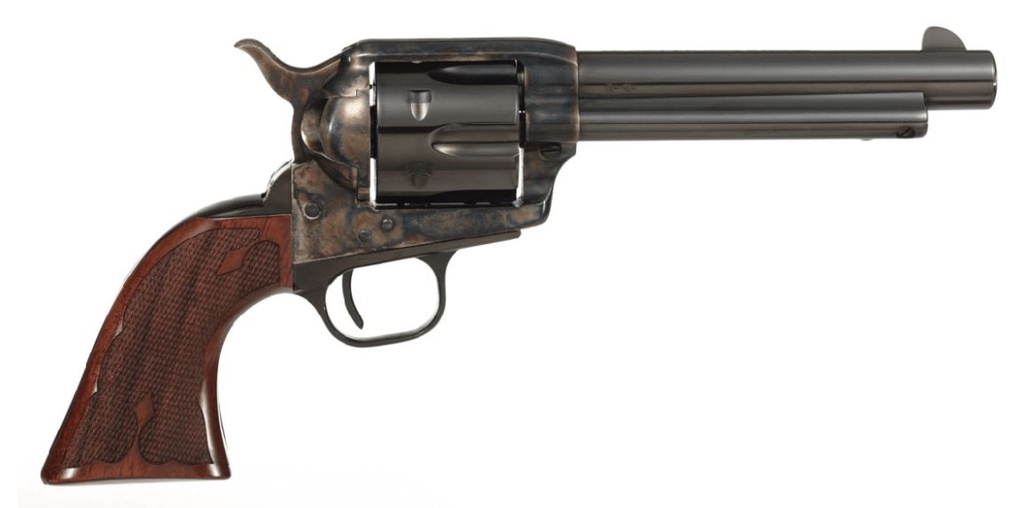 TAYLORS & COMPANY 555130 GAMBLER  45 COLT (LC) CALIBER WITH 5.50" BLUED FINISH BARREL, 6RD CAPACITY BLUED FINISH CYLINDER, COLOR CASE HARDENED FINISH STEEL FRAME & CHECKERED WALNUT GRIP