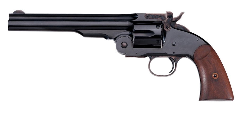 TAYLORS & COMPANY 550677 SECOND MODEL SCHOFIELD 38 SPECIAL CALIBER WITH 7" BARREL, 6RD CAPACITY CYLINDER, OVERALL BLUED FINISH STEEL & WALNUT GRIP