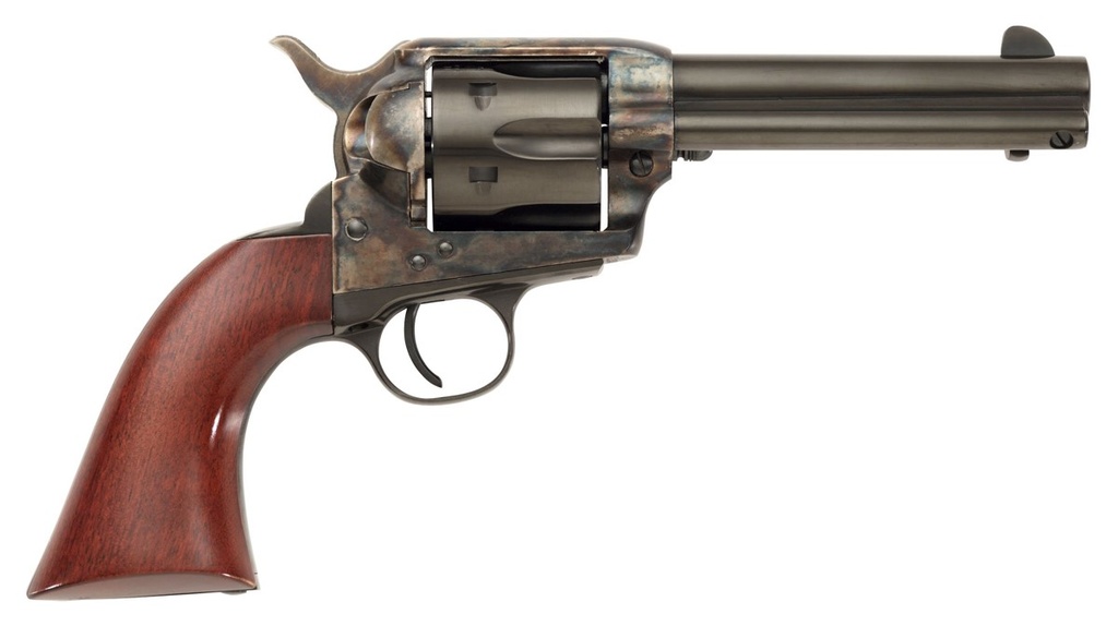 TAYLORS & COMPANY 555148 1873 CATTLEMAN GUNFIGHTER 357 MAG CALIBER WITH 4.75" BLUED FINISH BARREL, 6RD CAPACITY BLUED FINISH CYLINDER, COLOR CASE HARDENED FINISH STEEL FRAME & WALNUT ARMY SIZE GRIP
