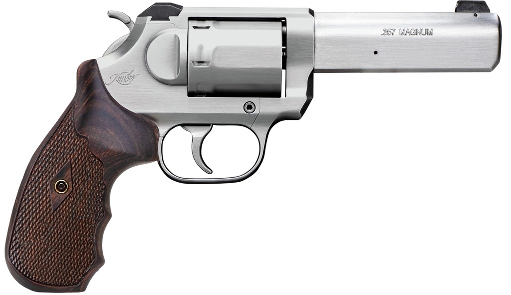 KIMBER MFG, INC 3400031CA K6S COMBAT *CA COMPLIANT DA/SA 357 MAG 6 SHOT 4" BRUSHED STAINLESS STEEL BARREL & CYLINDER, BRUSHED STAINLESS STAINLESS STEEL FRAME, DIAMOND CHECKERING GRIP, EXPOSED HAMMER