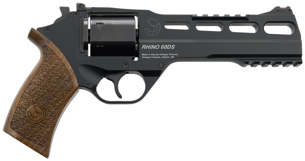 CHIAPPA FIREARMS CF340343 RHINO 60DS *CA COMPLIANT 10MM AUTO 6 SHOT 6" BLACK ANODIZED PICATINNY RAIL/VENT RIB BARREL, BLACK CYLINDER, BLACK ANODIZED ALUMINUM FRAME W/PICATINNY RAIL, WALNUT GRIP