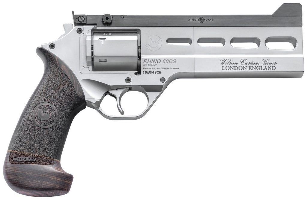 CHIAPPA FIREARMS 340302 RHINO MATCH MASTER 38 SPECIAL 6 SHOT, 6" GRAY PVD STEEL VENT RIB BARREL & CYLINDER, GRAY PVD ALUMINUM FRAME, BLACK HOGUE MICARTA GRIP, EXPOSED HAMMER