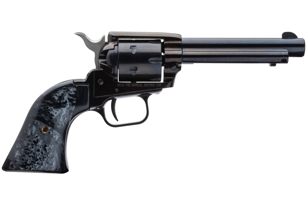 HERITAGE MFG RR22B4BP ROUGH RIDER  22 LR 6 SHOT, 4.75" BLACK OXIDE STEEL BARREL, BLACK OXIDE ZINC ALLOY FRAME, BLACK OXIDE CYLINDER, BLACK PEARL GRIP, MANUAL SAFETY, EXPOSED HAMMER