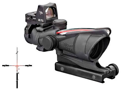 TRIJICON 100550 ACOG COMBO MATTE BLACK 4X32MM ILLUMINATED RED CROSSHAIR .223 BDC RETICLE