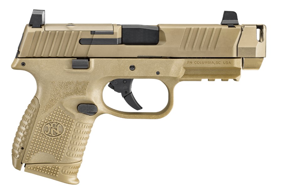 FN 66101795 509C MRD  COMPACT W/ COMPENSATOR FRAME 9MM LUGER 10+1 BLACK FLAT DARK EARTH PVD FLAT DARK EARTH
