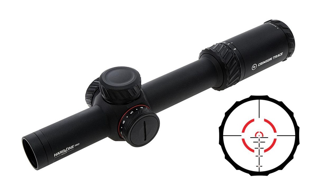 CRIMSON TRACE 0101100 HARDLINE PRO  BLACK 1-6X24MM 30MM TUBE ILLUMINATED COMPETITION RETICLE