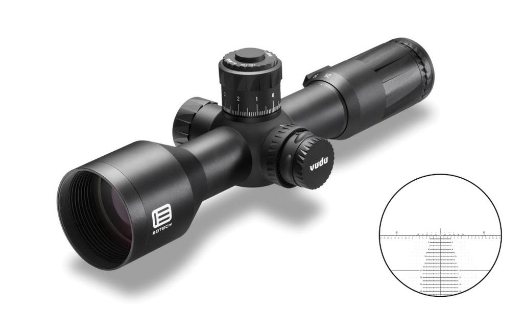 EOTECH VDU525FFH59 VUDU FFP BLACK ANODIZED 5-25X 50MM 34MM TUBE ILLUMINATED HORUS H59 MRAD RETICLE FEATURES THROW LEVER