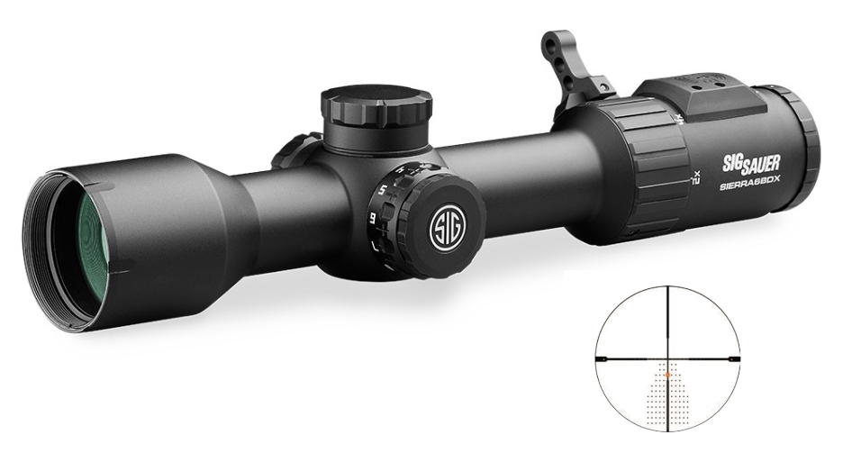 SIG SAUER ELECTRO-OPTICS SOSBDX621 SIERRA6 BDX BLACK ANODIZED 2-12X40MM 30MM TUBE ILLUMINATED BDX-R2 RETICLE