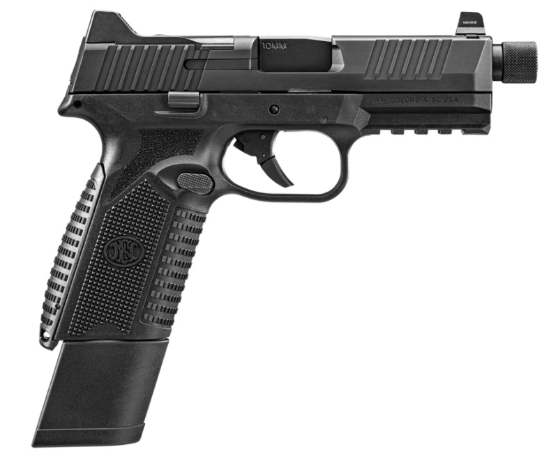 FN 66101377 510 TACTICAL FULL SIZE 10MM AUTO 10+1, 4.71" BLACK TARGET CROWN/THREADED STEEL BARREL, BLACK PVD OPTIC CUT/SERRATED SLIDE & POLYMER FRAME W/PICATINNY RAIL,  AMBIDEXTROUS