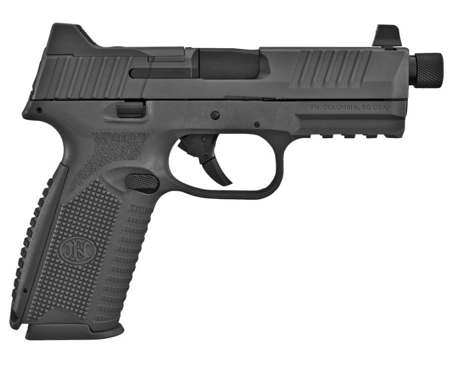 FN 66100527 509T  9MM LUGER 10+1, 4.50" BLACK STEEL THREADED BARREL, MATTE BLACK OPTIC READY/SERRATED STAINLESS STEEL SLIDE, MATTE BLACK POLYMER FRAME W/PICATINNY RAIL