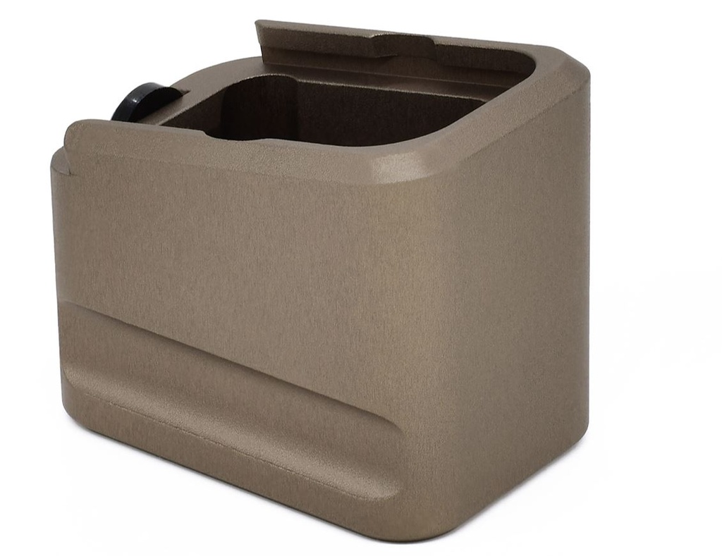 WARNE MEG1954DE MAGAZINE EXTENSION  MADE OF 6061-T6 ALUMINUM WITH HARDCOAT ANODIZED FLAT DARK EARTH FINISH FOR GLOCK 19, 23 MAGAZINES (ADDS 5RDS 9MM LUGER, 4RDS 40 S&W)