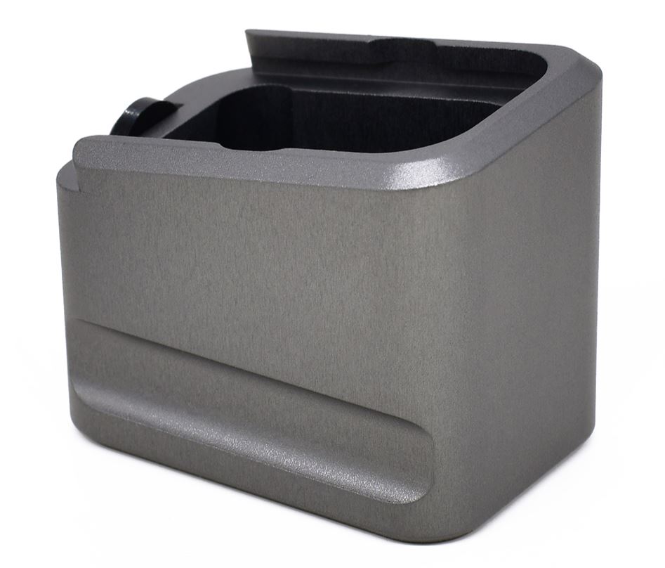 WARNE MEG1754GR MAGAZINE EXTENSION  MADE OF 6061-T6 ALUMINUM WITH HARDCOAT ANODIZED GRAY FINISH FOR GLOCK 17, 22 MAGAZINES (ADDS 5RDS 9MM LUGER, 4RDS 40 S&W)