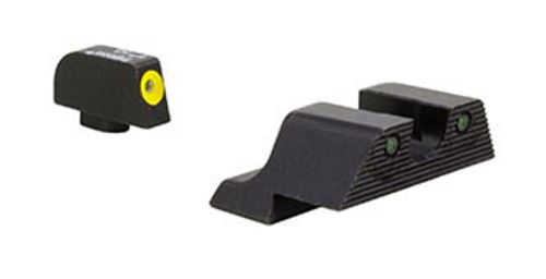 TRIJICON 600845 HD XR NIGHT SIGHT SET GREEN TRITIUM/YELLOW OUTLINE FRONT, GREEN TRITIUM REAR, BLACK FRAME, FITS GLOCK/48/43/43X/43E EXCLUDES MOS