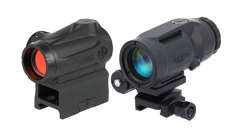 SIG SAUER ELECTRO-OPTICS SORJMSR501 ROMEO-MSR GEN II W/JULIET5 MICRO MAGNIFIER BLACK 1X20MM/5X42MM, 2 MOA RED DOT AND MAGNIFIER
