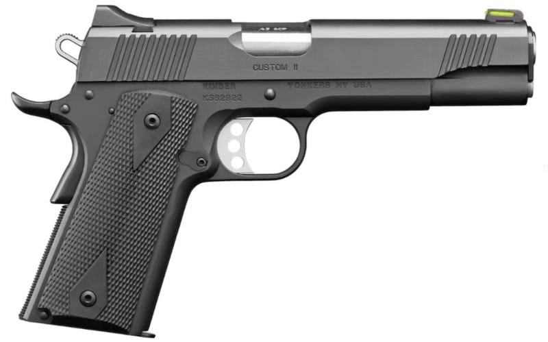 KIMBER MFG, INC 3700549 CUSTOM II  FULL SIZE FRAME 45 ACP 8+1 5" STAINLESS MATCH GRADE BARREL, MATTE BLACK SERRATED STAINLESS STEEL SLIDE, MATTE BLACK STEEL FRAME W/BEAVERTAIL, BLACK HOGUE RUBBER GRIP