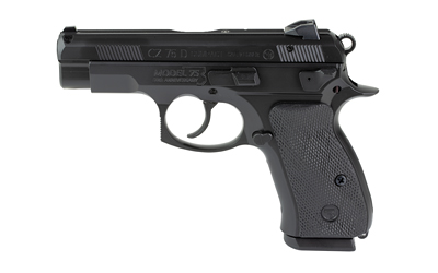 CZ-USA  75D PCT 50TH ANNIVERSARY ELITE COMPACT 9MM LUGER 15+1 3.75" BLACK STEEL BARREL & 50TH ANNIVERSARY ENGRAVED/SERRATED SLIDE, BLACK POLYCOAT ALUMINUM FRAME W/BEAVERTAIL, BLACK RUBBER GRIP