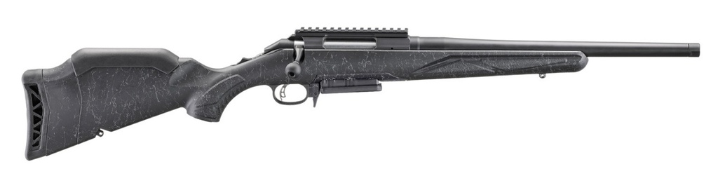 RUGER 46995 AMERICAN II PATROL 308 WIN 3+1 16.10" GRAPHITE BLACK CERAKOTE THREADED BULL BARREL & ALLOY STEEL RECEIVER W/PICATINNY RAIL, BLACK SPLATTER ADJ LOP SYNTHETIC STOCK
