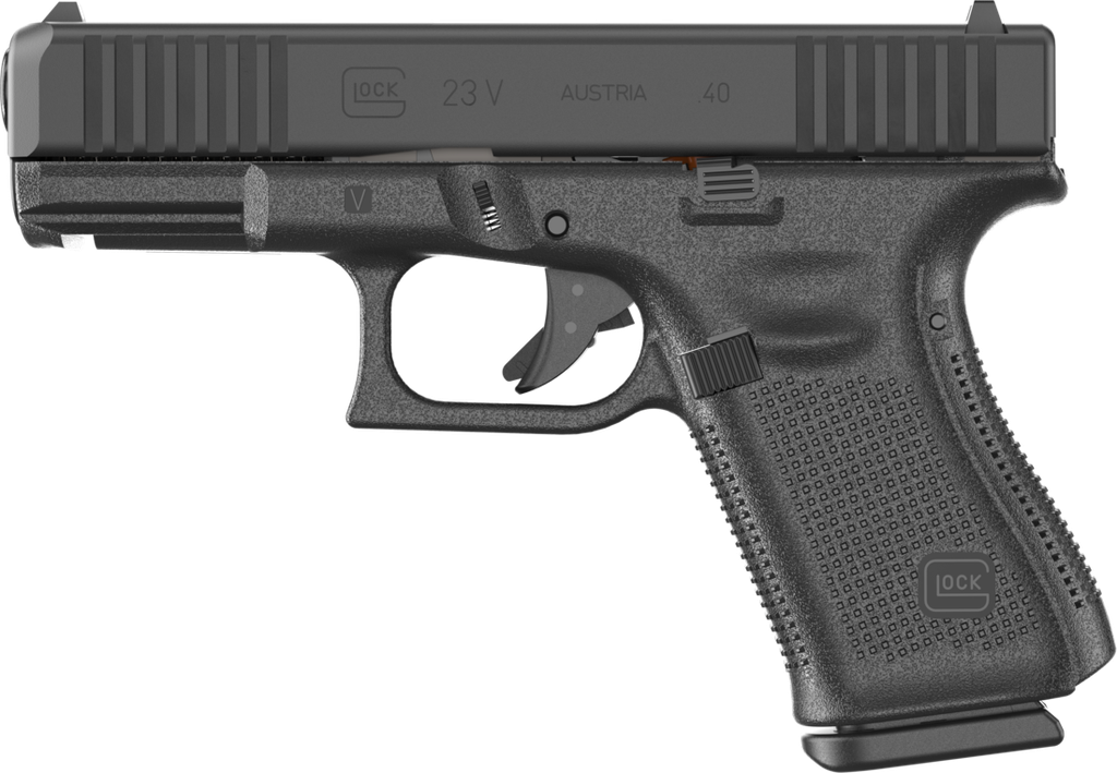 GLOCK PV2350203 G23 V 40 S&W 13+1 4.02" BLACK GMB BARREL, BLACK NDLC STEEL SERRATED SLIDE, BLACK POLYMER FRAME W/ACCESSORY RAIL, INTERCHANGEABLE BACKSTRAP GRIP, AMBIDEXTROUS