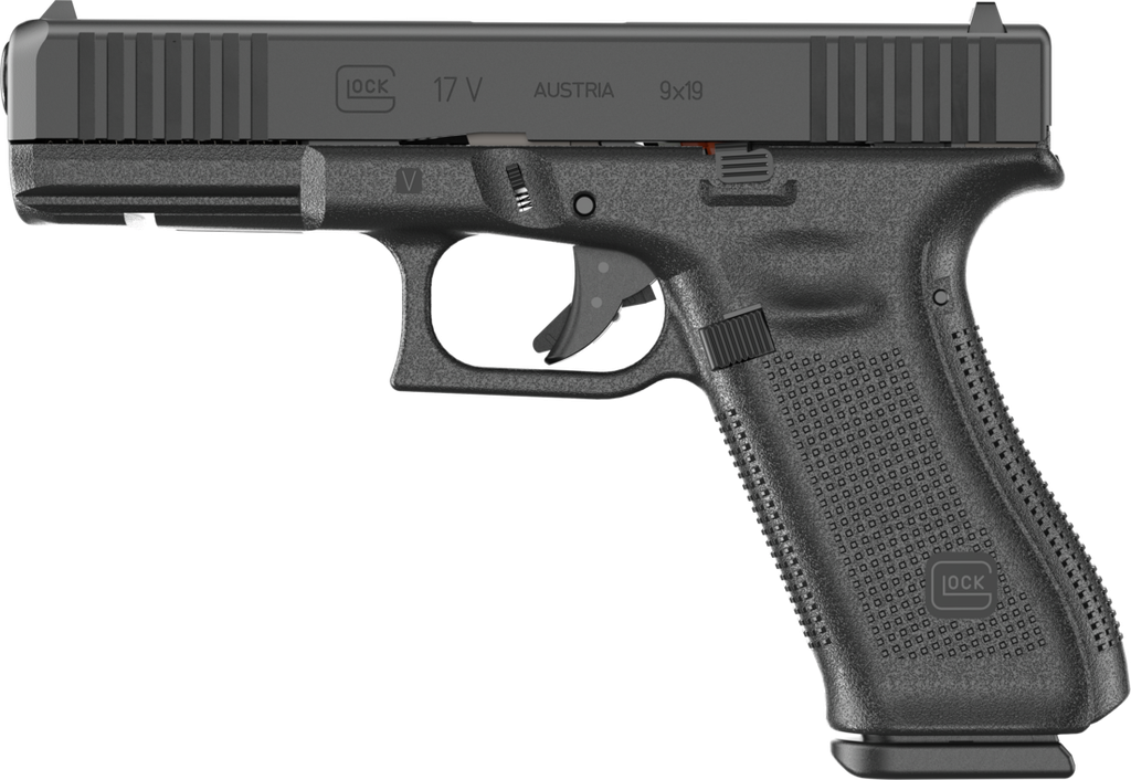 GLOCK PV1750203 G17 V STANDARD FRAME 9MM LUGER 17+1 4.49" BLACK GMB BARREL, BLACK NDLC STEEL SERRATED SLIDE  BLACK POLYMER FRAME W/ACCESSORY RAIL, TEXTURED POLYMER GRIP,  AMBIDEXTROUS